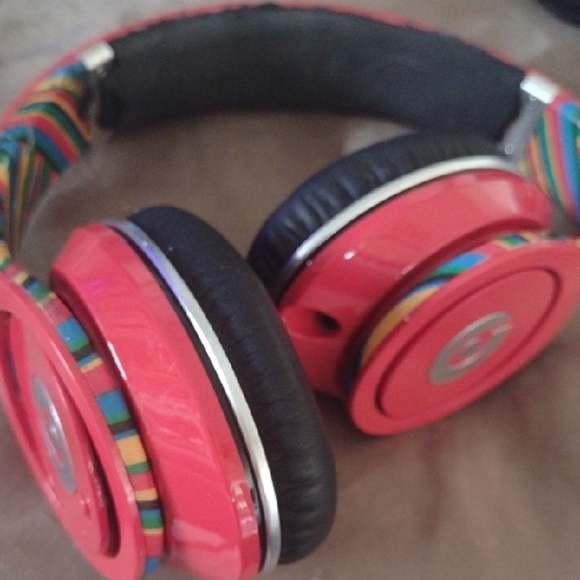 Red and Multicolor Coke Headphones - Picture 3 of 4